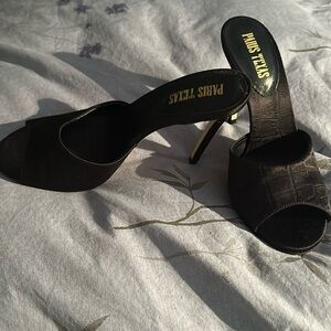 Paris Texas black silk mules size 37 1/2